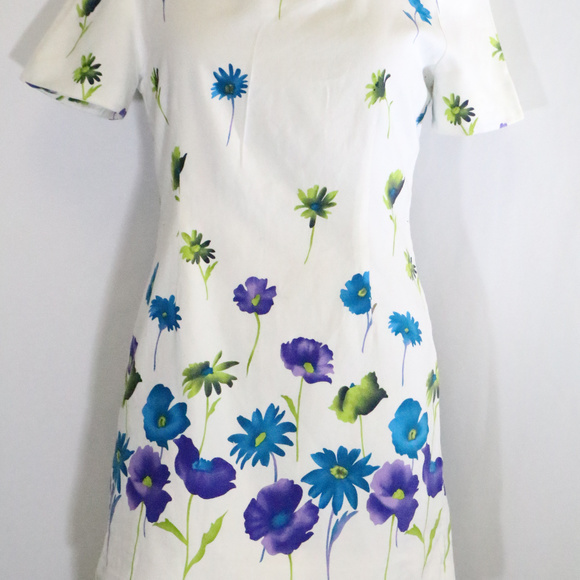 EVAN PICONE Floral Print Short Sleeve Sheath Dress Sz 8 - Picture 2 of 7